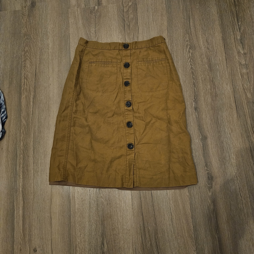 Ann Taylor Button-Front Brown Pencil Skirt